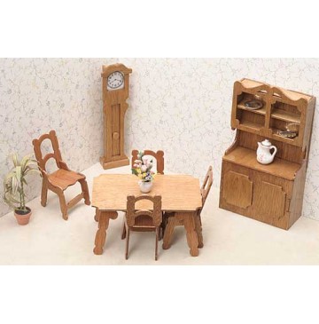 Wood Dollhouse Furniture Kits - The Dining Room Furniture - 7202-Dining-Room-360x365.jpg