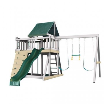 Kidwise Congo Monkey Playsystems  #1 Swing Set in White & Sand with Green Accessories - monkey1greenandwhite-360x365.jpg