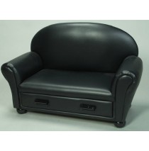 Black Upholstered Chaise Lounge W/ Pull Out Drawer